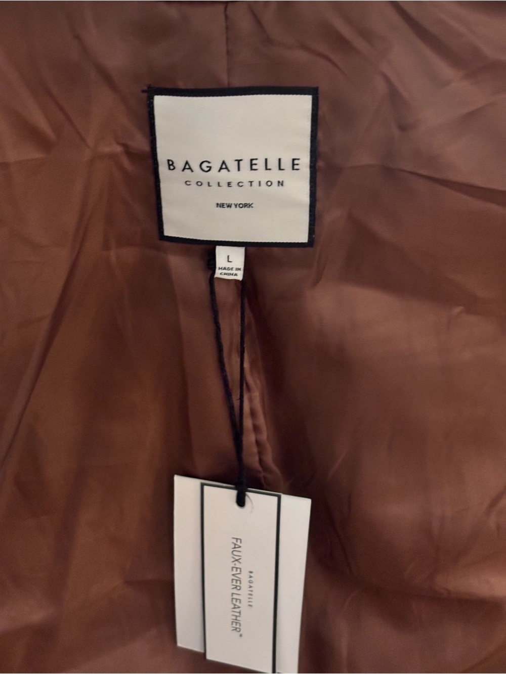Bagatelle Collection Women’s Brown Faux Leather Trucker Jacket - Picture 4 of 7
